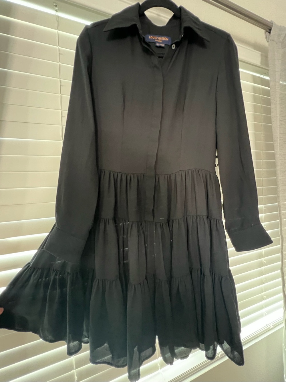 Louis Vuitton Uniforms Black Tiered Long Sleeve Mini Shirt Dress 36 EU /6 U.S.